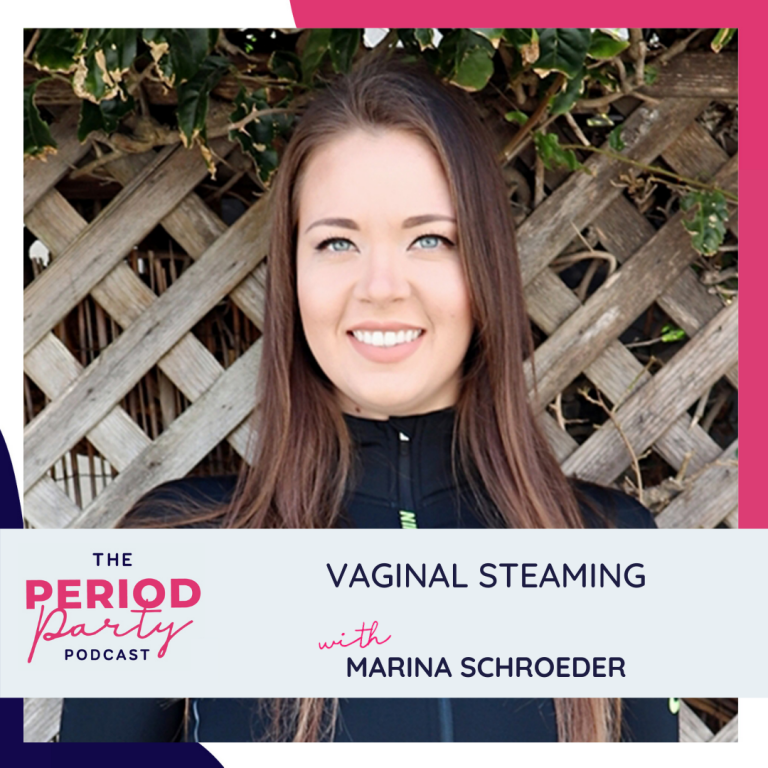 Pictured here is podcast guest Marina Schroeder who joins us on the Period Party Podcast to talk about Vaginal Steaming.