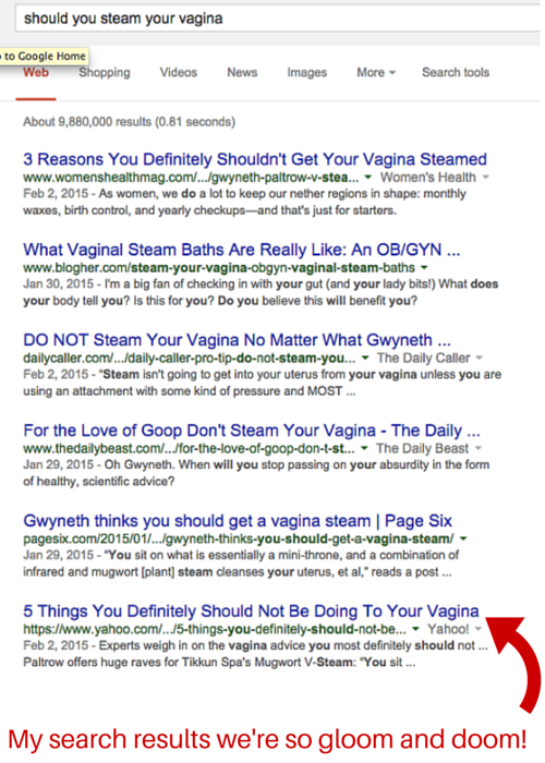 search results for "should you steam your vagina"
