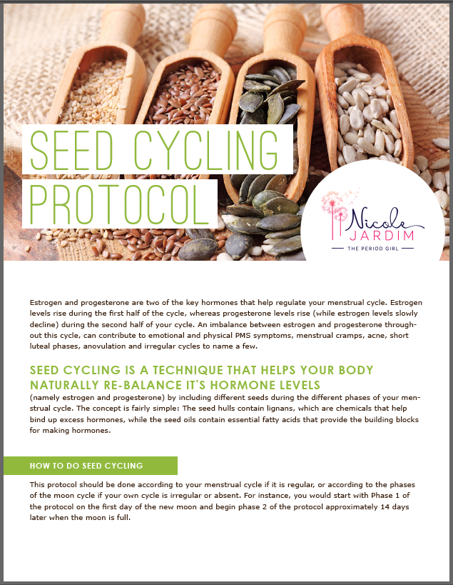 Seed cycling guide by Nicole Jardim